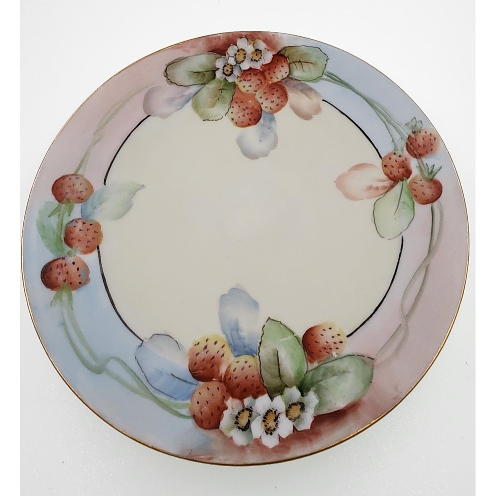 Jaeger & Co J&C Bavaria Porcelain Plate 7.5in Pink Strawberry Good Vintage China